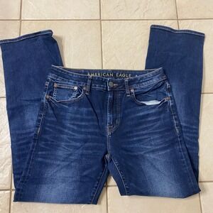 American Eagle Outfitters Mens Straight Leg Jeans Dark Wash AE Flex Size 32x32